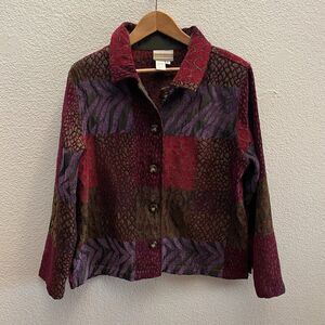 Vintage Coldwater Creek Jacquard Tapestry Jacket Size Large Bohemian Patchwork